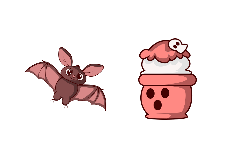 Kawaii Mini Icons: Bones, Brooms, and Moons