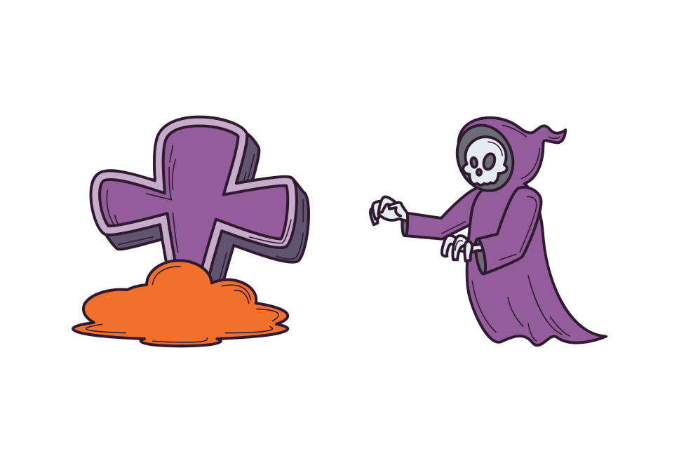 Bold Cartoon Bats, Cats, and a Brewing Potion
