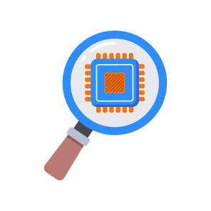 Ai Chip, Processor, Hardware, Magnifying, Researching icon
