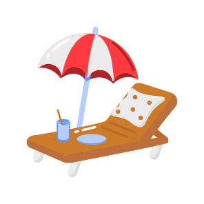 Lounger, Relaxation, Umbrella, Beach, Leisure icon