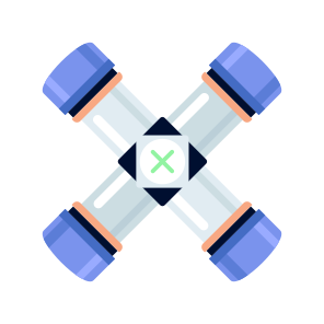 Cross Fitting, Pipes, Jointer, Connector, Junction icon