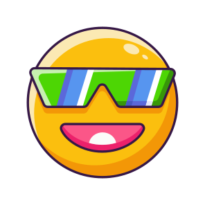 Cool Face, Emoji, Reaction, Smiling, Happy icon