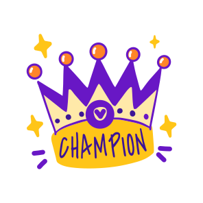Champion, Crown, Winning, Typography, Lettering icon