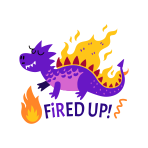 Fired Up, Cartoon, Creature, Burning, Dragon icon