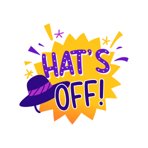 Hats Off, Praise, Appreciation, Typography, Lettering icon