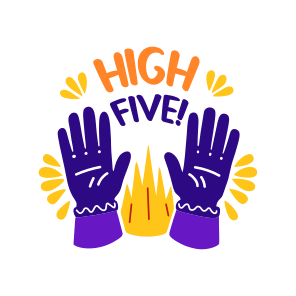 High Five, Cheering, Supporting, Celebrating, Typography icon