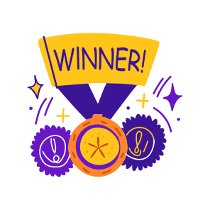 Medals, Rewards, Awards, Winning, Typography icon