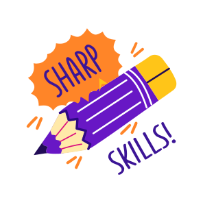 Sharp Skills, Pencil, Stationery, Typography, Lettering icon