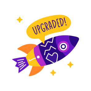 Upgraded, Boost Up, Launch, Startup, Typography icon