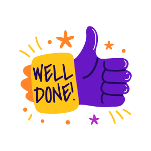 Well Done, Appreciation, Praise, Thump Up, Typography icon