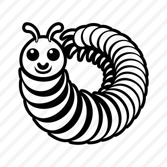 Grub Logo, Larva, Insect, Specie, Caterpillar Mascot,icons preview