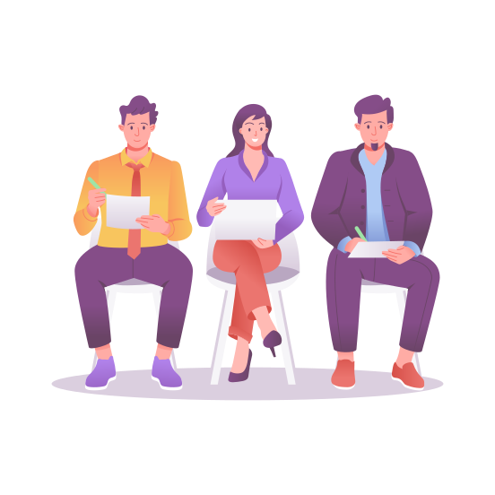 Applicants, Candidates, Job Test, Interview, Characters illustration