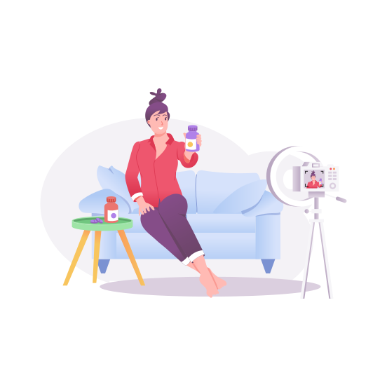 Blogger, Vlogger, Influencer, Promoting, Recording illustration