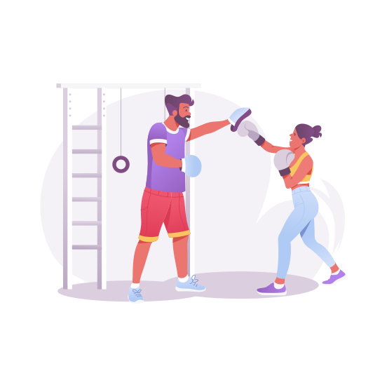 Boxing Training, Punching, Trainer, Coach, Gym illustration