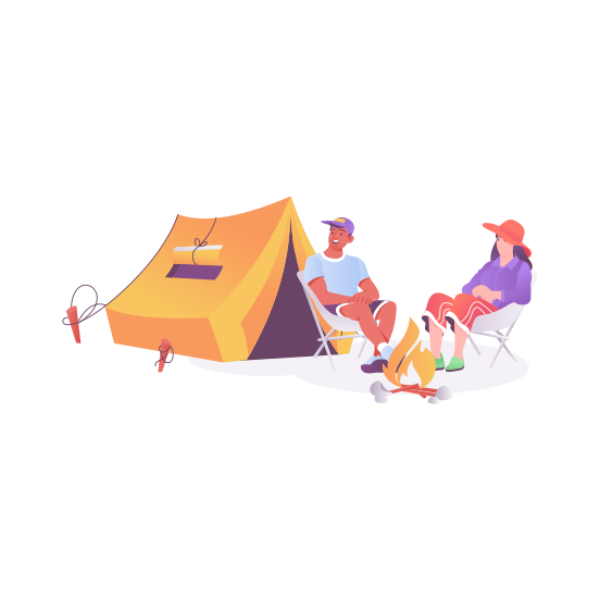 Camping, Campsite, Tent, Picnic, Outdoor illustration