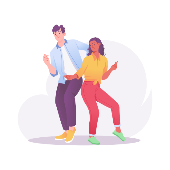 Couple Dancing, Party, Celebrating, Enjoying, Happy illustration