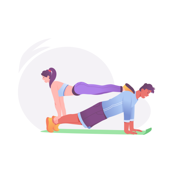 Couple Exercise, Fitness, Training, Workout, Exertion illustration
