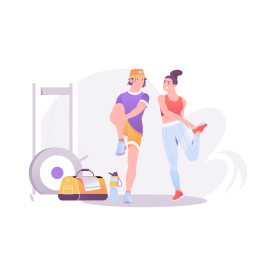 Couple Gym, Warm Up, Fitness, Exercise, Workout illustration