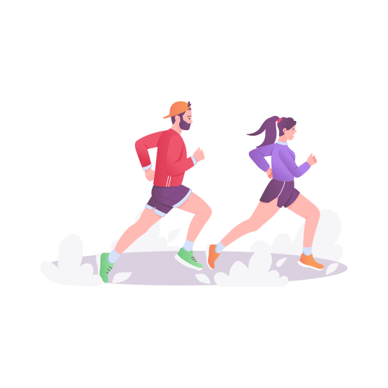Couple Running, Jogging, Race, Fitness, Exercise illustration