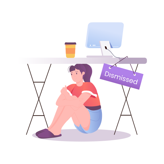 Dismissed, Fired, Layoff, Unemployed, Jobless illustration