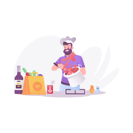 Expert Cook, Cooking, Culinary, Making Soup, Mixing illustration