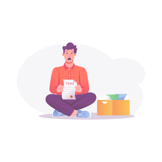 Fired Employee, Dismissed, Jobless, Layoff, Terminated illustration