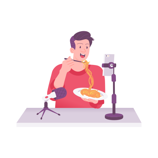 Food Vlogging, Recording, Video, Content Creation, Media illustration