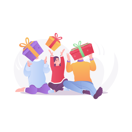 Gifts, Surprise, Presents, Christmas, Hampers illustration