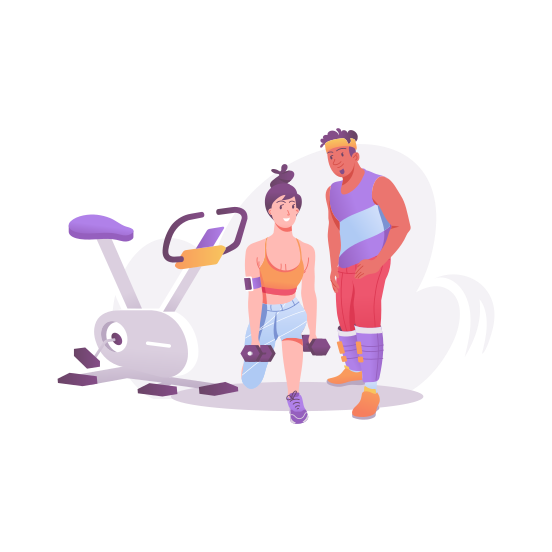 Gym Coach, Trainer, Fitness, Workout, Exercise illustration