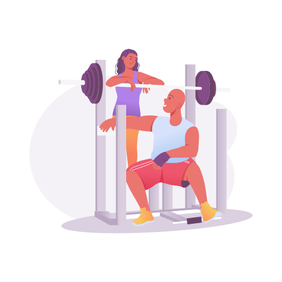 Gym Partner, Trainer, Couple, Fitness, Exercise illustration
