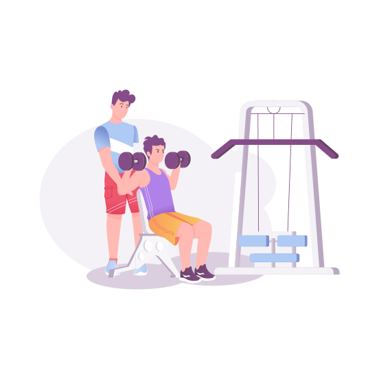 Gym Trainer, Coach, Fitness, Exercise, Dumbbells illustration