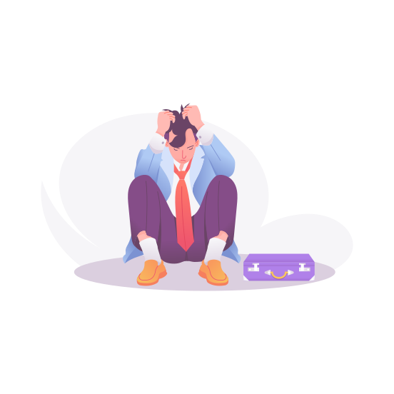 Job Depression, Unemployment, Jobless, Worried, Disheartened illustration