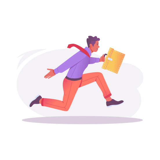 Late Character, Running, Employee, Hurry, Worker illustration