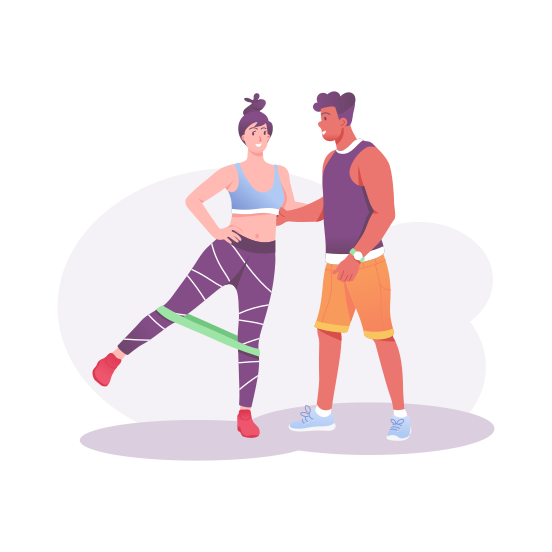 Leg Stretching, Exercise, Fitness, Couple, Workout illustration