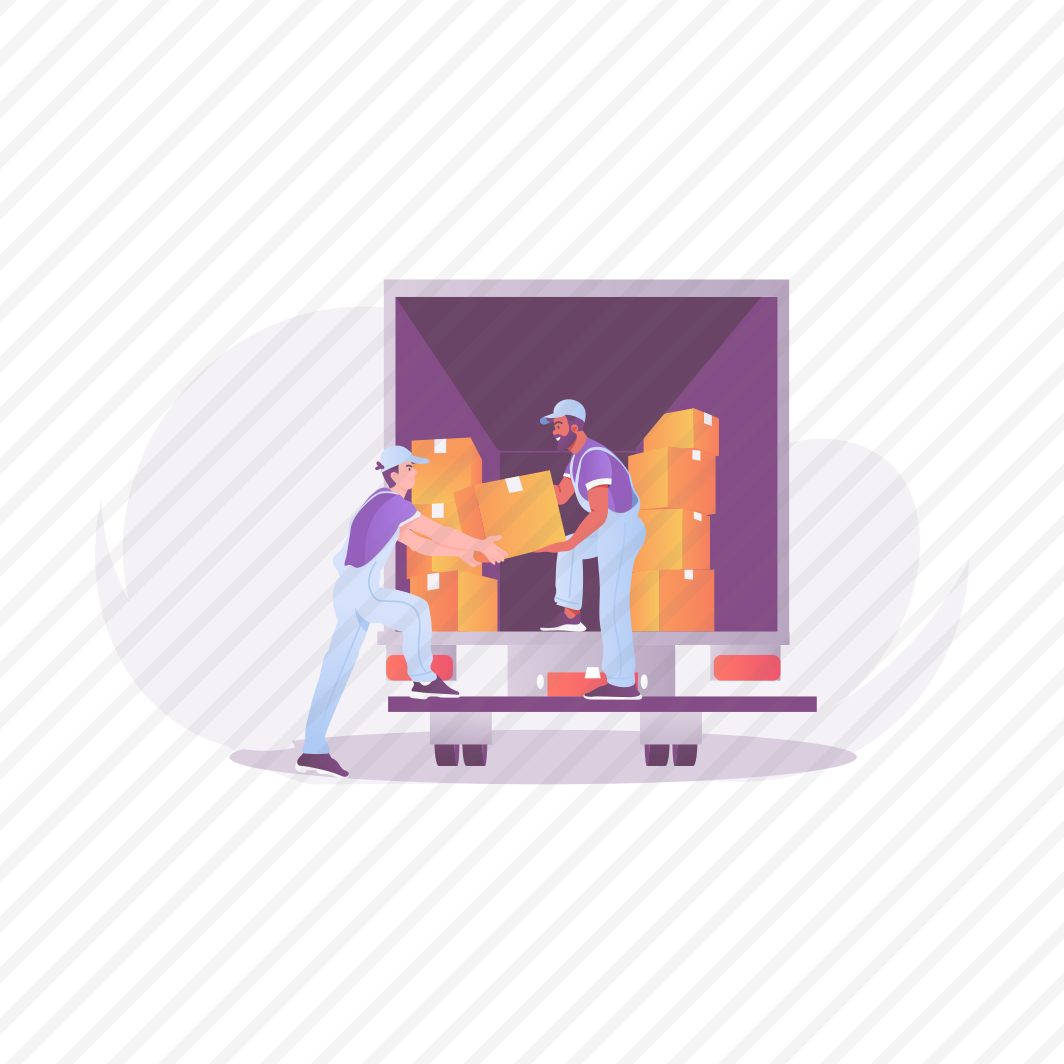 Loading Truck, Parcels, Packages, Workers, Delivery Boxes preview