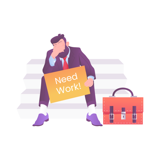 Need Work, Unemployment, Jobless, Worried, Disheartened illustration