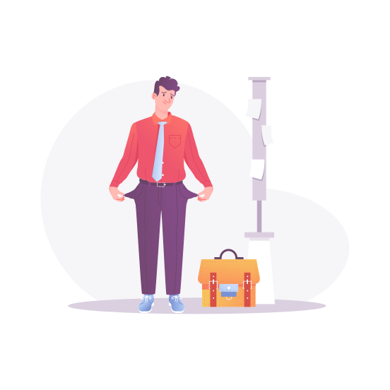 No Money, Poverty, Financial Problem, Crisis, Sad illustration