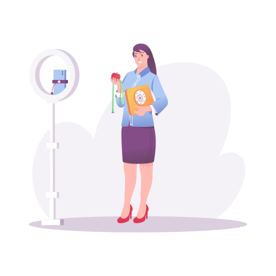 Online Nutritionist, Diet, Consultant, Vlogger, Recording illustration
