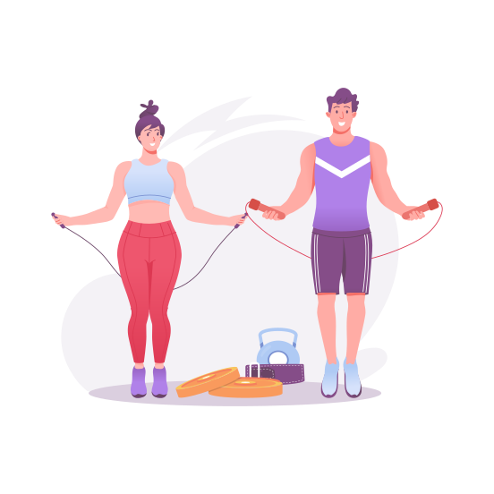 Rope Skipping, Exercise, Couple, Fitness, Training illustration