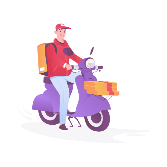 Scooter Delivery, Pizza Delivery, Deliveryman, Order, Bike illustration