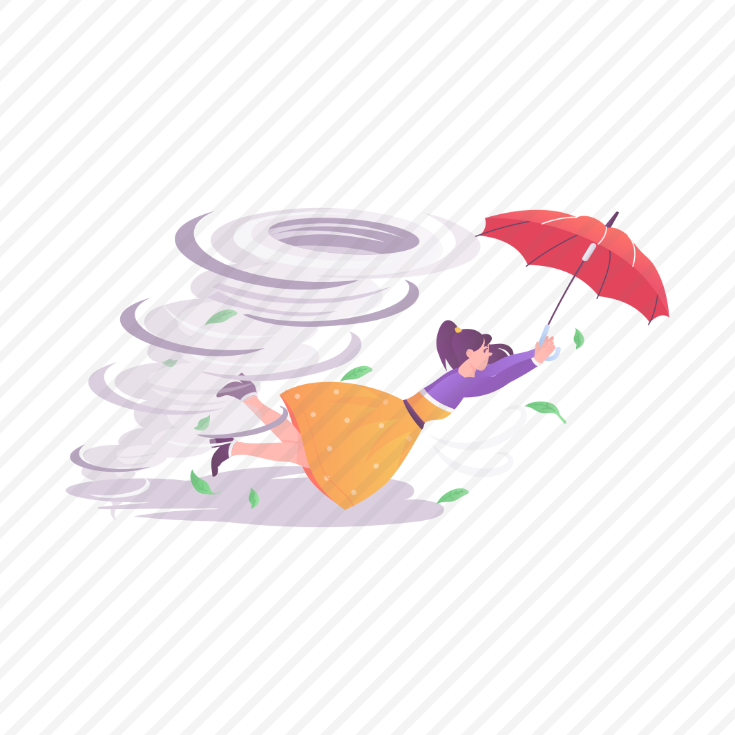 Strong Wind, Tornado, Cyclone, Storm, Flying Umbrella preview