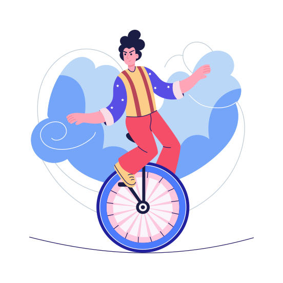 Balancing, Unicycle, Concentration, Stability, Skill illustration