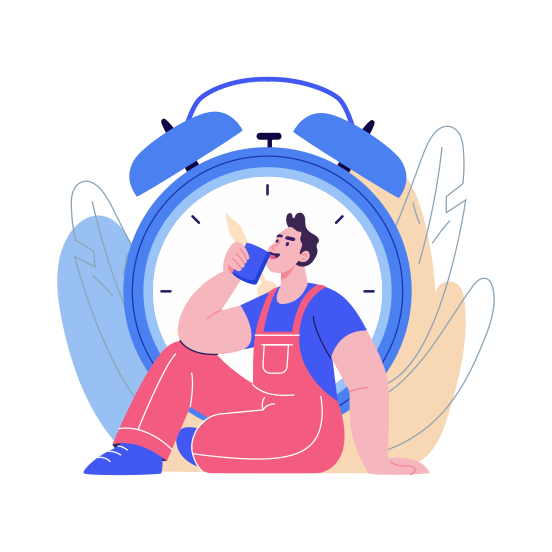 Break Time, Resting, Relaxing, Sitting, Free Time illustration