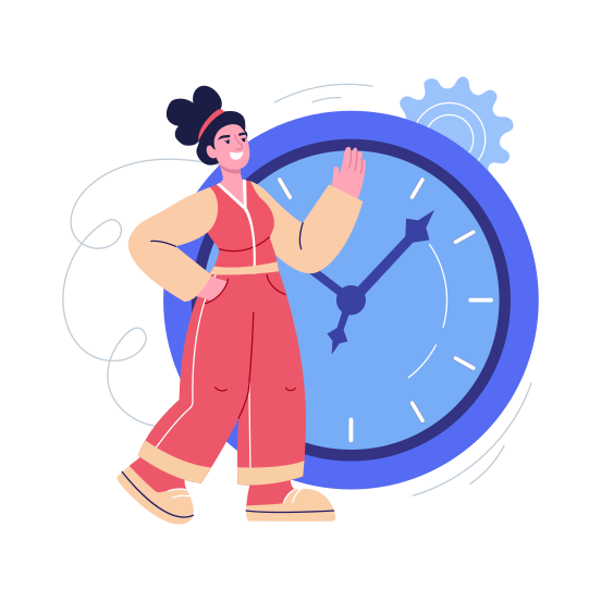 Checking Time, Watch, Anticipation, Clock, Confident, Happy illustration