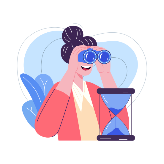 Foresight, Vision, Binoculars, Looking, Planning, illustration