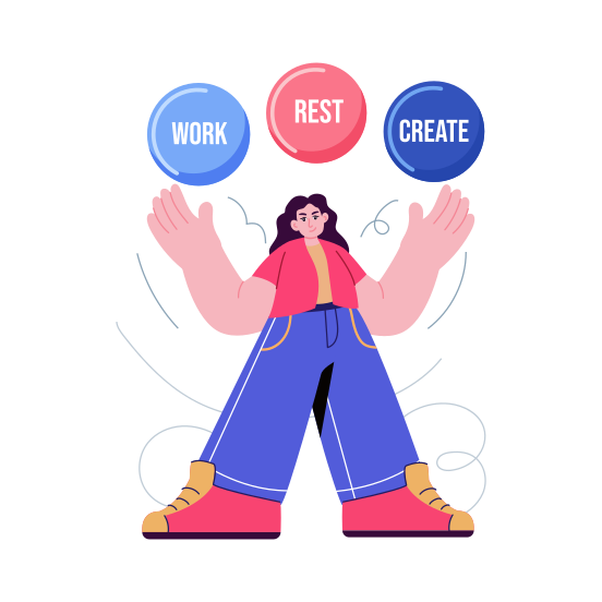 Life Balance, Maintain, Wellbeing, Productive, Efficiency illustration