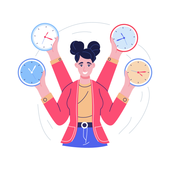 Multitasking, Brilliant, Intelligent, Efficient, Time Management illustration