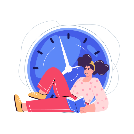 Reading Time, Leisure, Relaxation, Hobby, Learning illustration