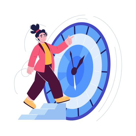 Time Progress, Movement, Growth, Development, Clock illustration