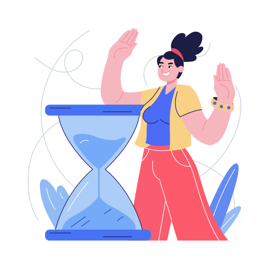 Time Saving, Productivity, Management, Efficiency, Hourglass illustration